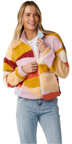 2026 Rip Curl Womens Retro Swell Standard Polar Zip Thru Fleece 0D7WFL - Multi